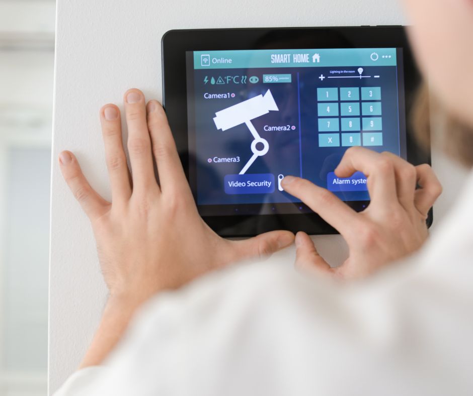 A selection of modern lock systems displayed on a table.